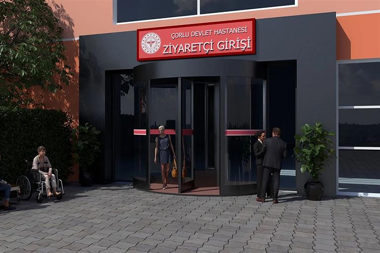 Çorlu Devlet Hastanesi Ziyaretçi Girişi 3 Boyutlu Tasarım.